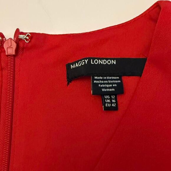 Maggy London Women's Butterfly Sleeve Midi Dress in Red Sz 12 Retro Capsule - Picture 6 of 6